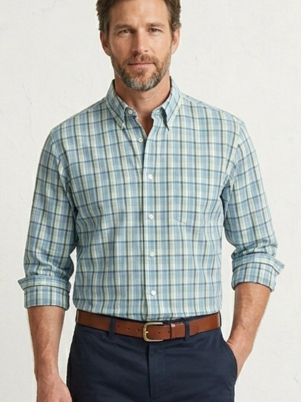 Eddie Bauer Men's Relaxed Fit Plaid Long Sleeve Button Down Shirt Size L